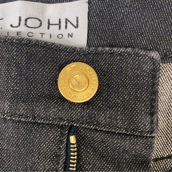St. John Collection Women's Straight Leg Jeans Size 4 Black Gold Shimmer Holiday - Picture 7 of 13